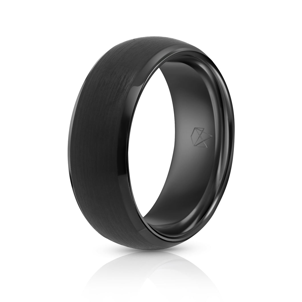 Plain Simple Black Matte Couples Titanium Wedding Band Ring for Men for  Women Beveled Edge Comfort Fit 8MM - Walmart.com